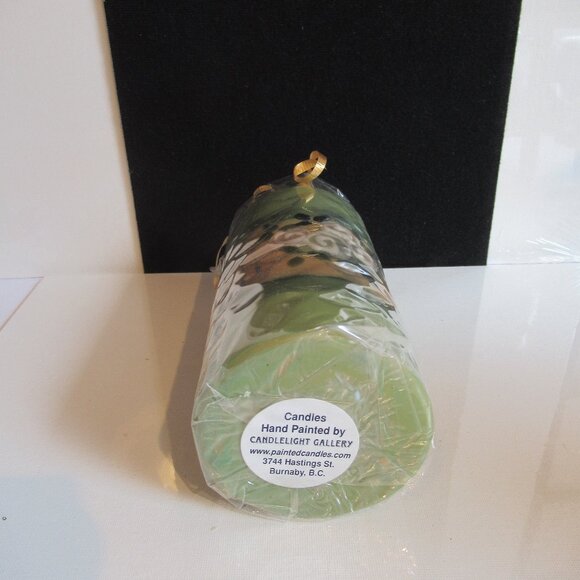 Stylized Flowers, 5 3/4" Pillar Candle, Hand Painted, Helen Radok, Nature - Picture 3 of 3